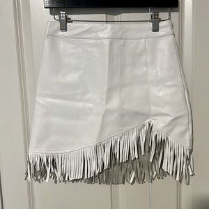 White leather mini skirt